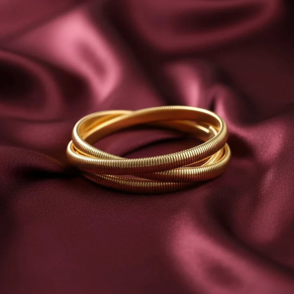 Premium Gold Ribbed Bangle Set for Women