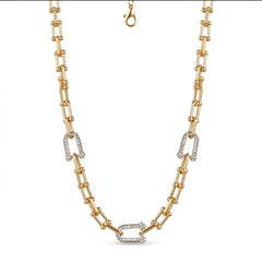 Gold and Silver-Tone Geometric Link Jewellery Set