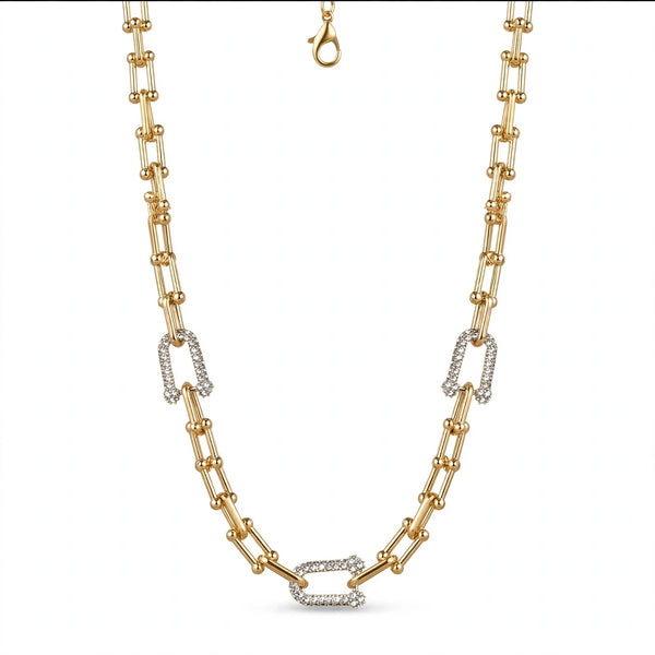 Gold and Silver-Tone Geometric Link Jewellery Set