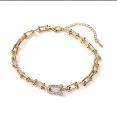 Gold and Silver-Tone Geometric Link Jewellery Set