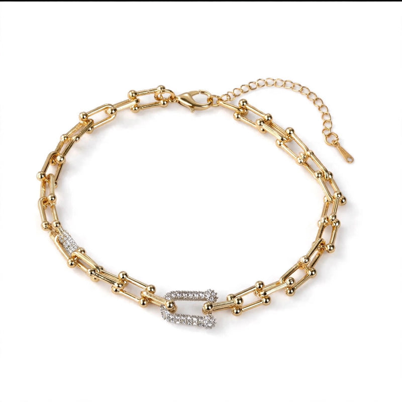 Gold and Silver-Tone Geometric Link Jewellery Set