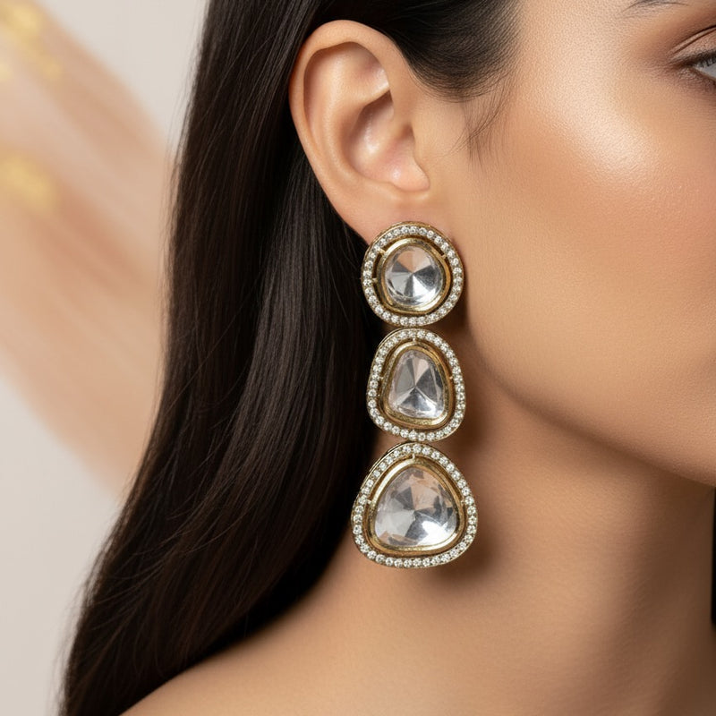 Polki Linear Drop Earrings