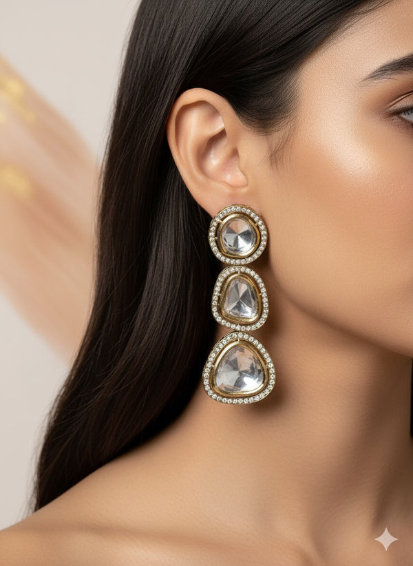 Polki Linear Drop Earrings