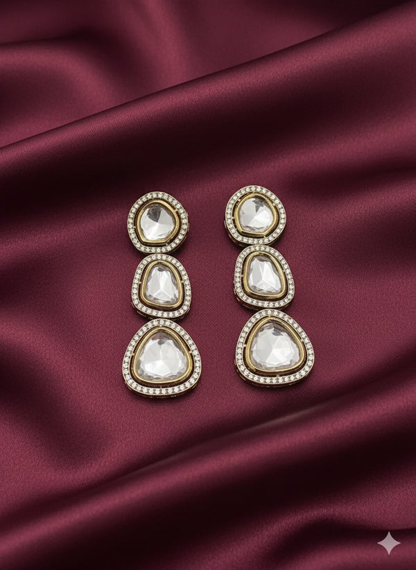 Polki Linear Drop Earrings