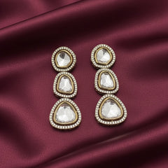 Gold-Plated Kundan Drop Earrings for Women