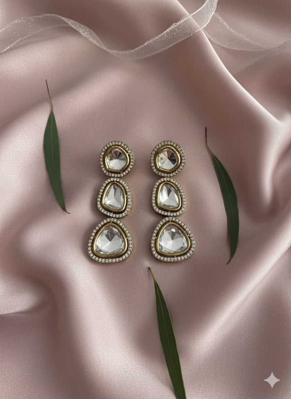 Polki Linear Drop Earrings