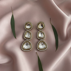 Gold-Plated Kundan Drop Earrings for Women
