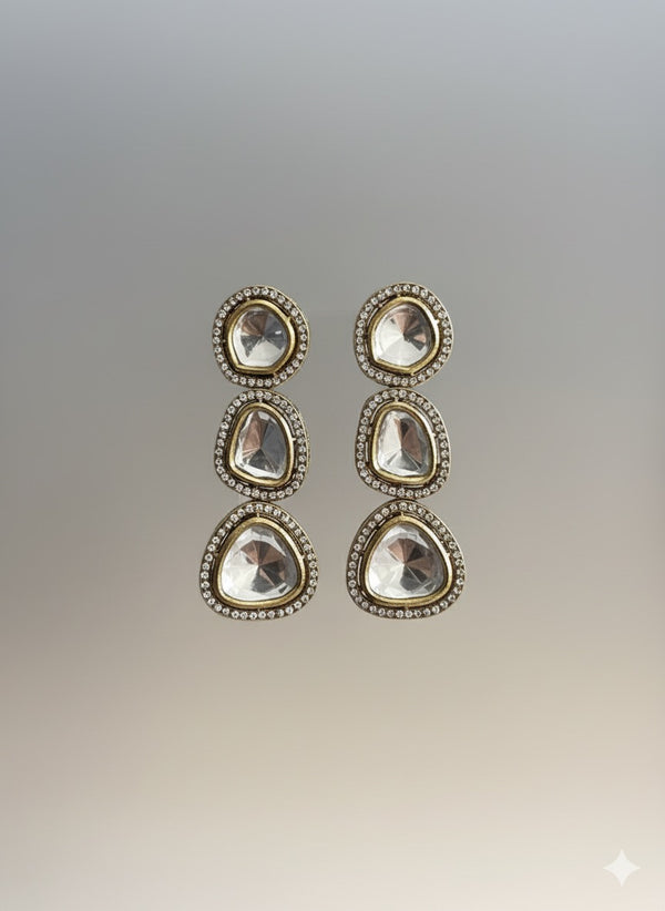 Polki Linear Drop Earrings