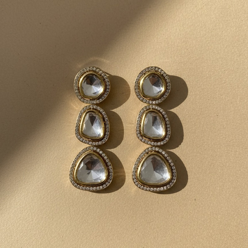 Polki Linear Drop Earrings