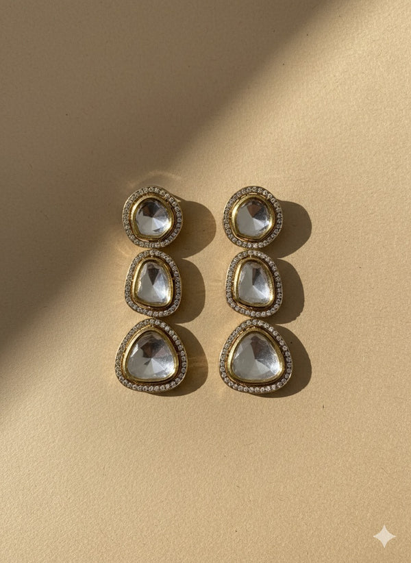 Polki Linear Drop Earrings