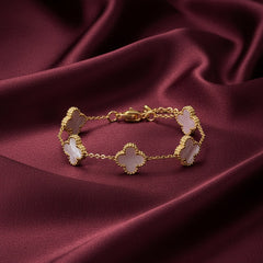 Amaura Ivory Clover Luxe Bracelet White and Gold