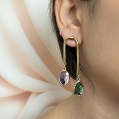Gold-Plated U-Shape Arch Drop Earrings