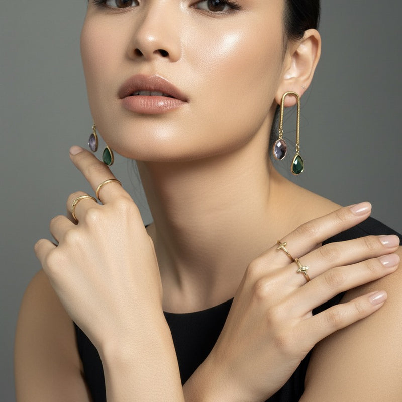 Gold-Plated U-Shape Arch Drop Earrings
