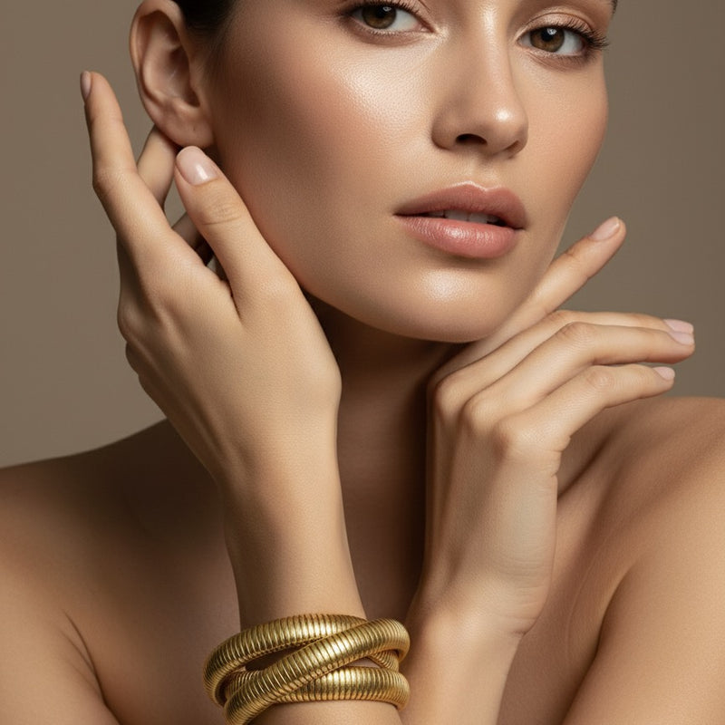 Premium Gold Spiral Coil Bangle Bracelet
