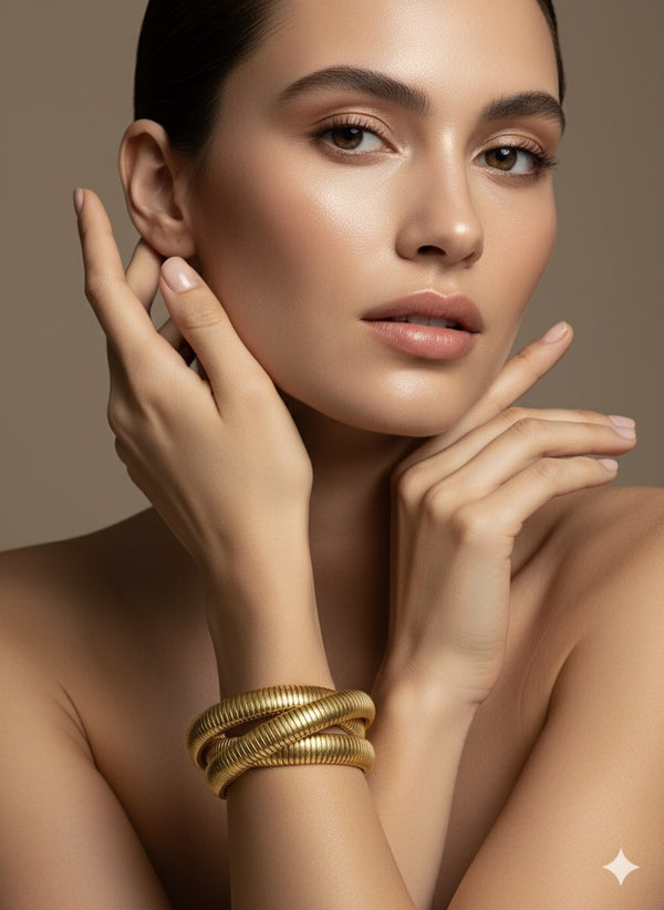 Premium Gold Spiral Coil Bangle Bracelet