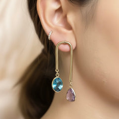 Gold-Plated U-Shape Arch Drop Earrings