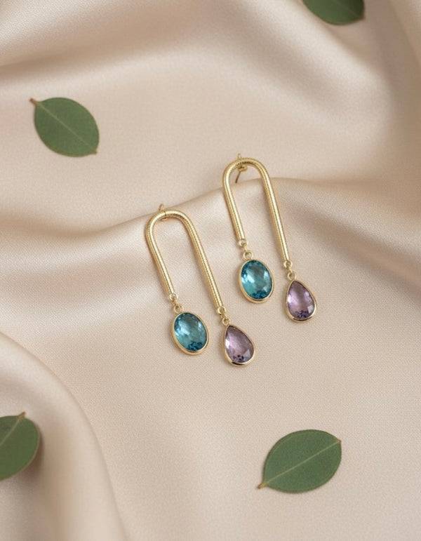 Double Stone U Hoop Danglers
