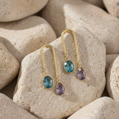 Gold-Plated U-Shape Arch Drop Earrings