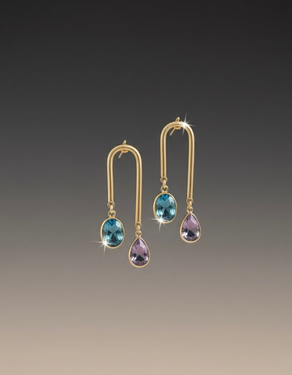 Double Stone U Hoop Danglers