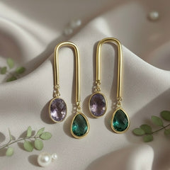 Gold-Plated U-Shape Arch Drop Earrings