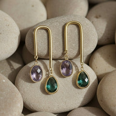 Gold-Plated U-Shape Arch Drop Earrings