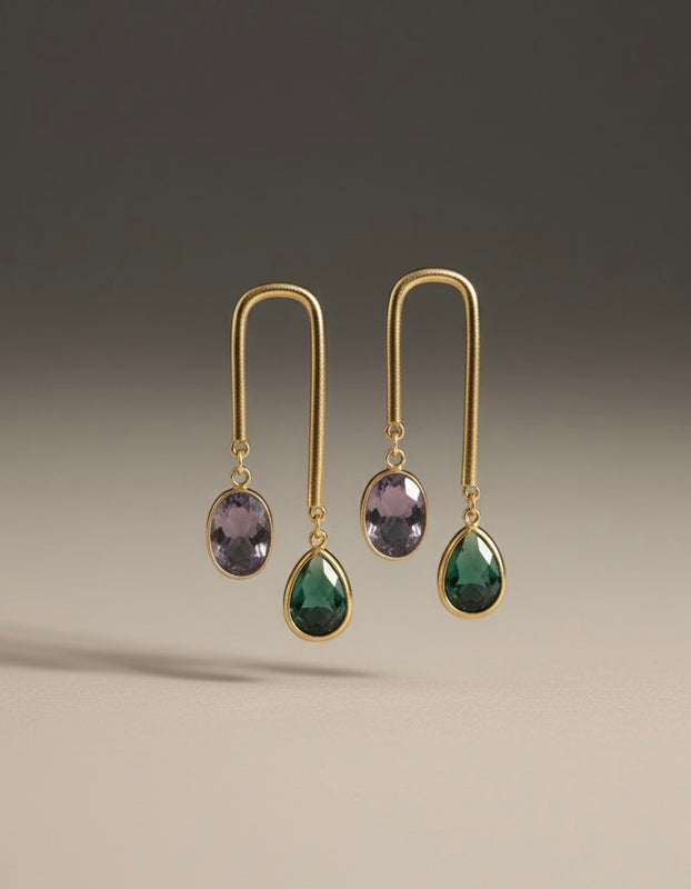 Gold-Plated U-Shape Arch Drop Earrings