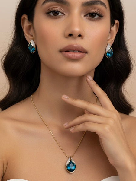 Amaura Blue Oasis Necklace Set “Azure Accent Gold Set”