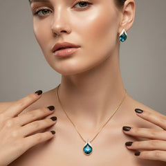 Amaura Blue Oasis Necklace Set “Azure Accent Gold Set”