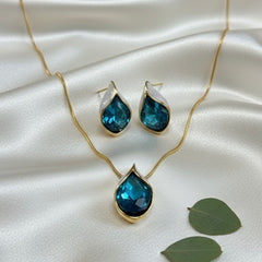 Amaura Blue Oasis Necklace Set “Azure Accent Gold Set”