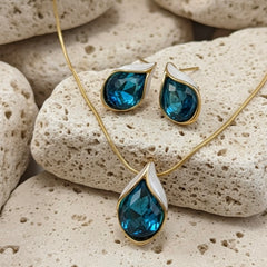 Amaura Blue Oasis Necklace Set “Azure Accent Gold Set”