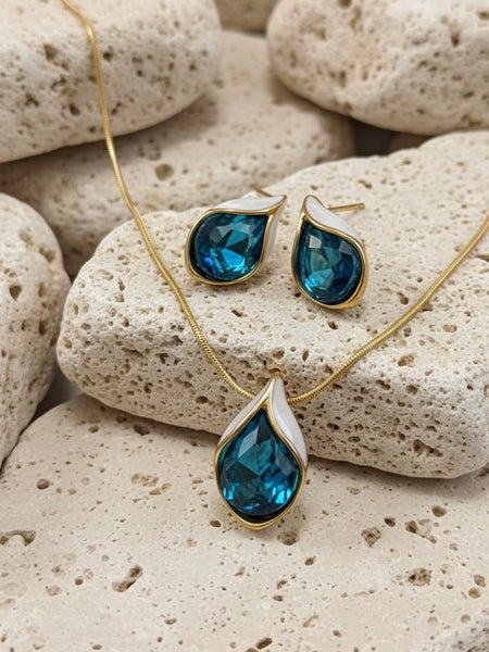 Amaura Blue Oasis Necklace Set “Azure Accent Gold Set”