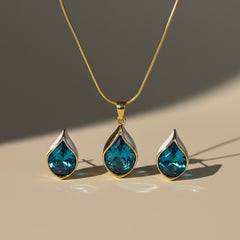 Amaura Blue Oasis Necklace Set “Azure Accent Gold Set”