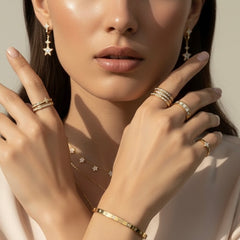 Amaura Solar Gleam Gold Kada With Model