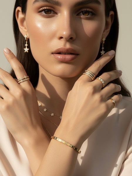 Amaura Solar Gleam Gold Kada With Model