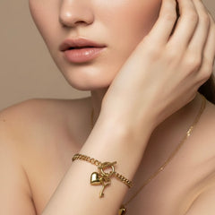 Amaura Golden Charm Link Bracelet With Model