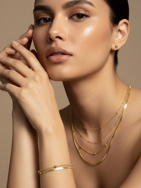 Amaura Serene Gold Layered Bracelet With Model