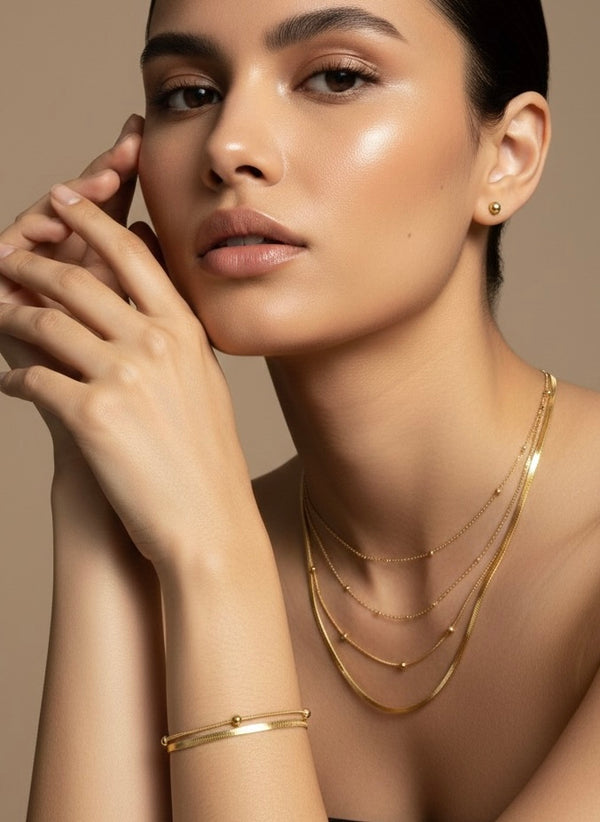 Amaura Serene Gold Layered Bracelet With Model