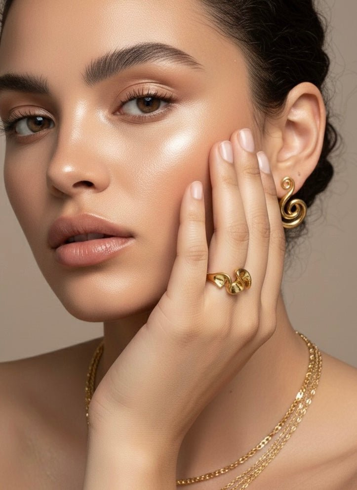 Molten Wave Adjustable Gold Ring