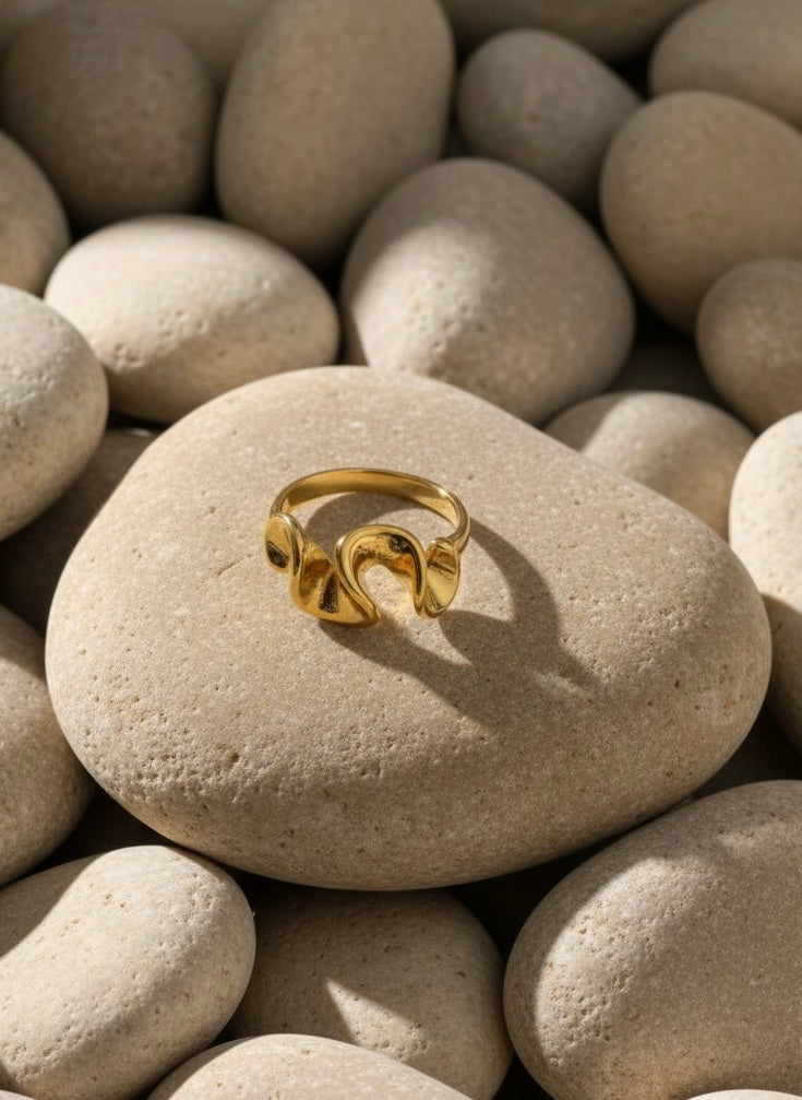 Molten Wave Adjustable Gold Ring
