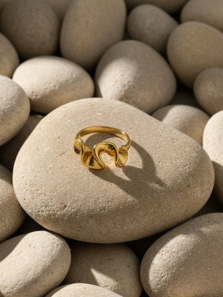 Molten Wave Adjustable Gold Ring