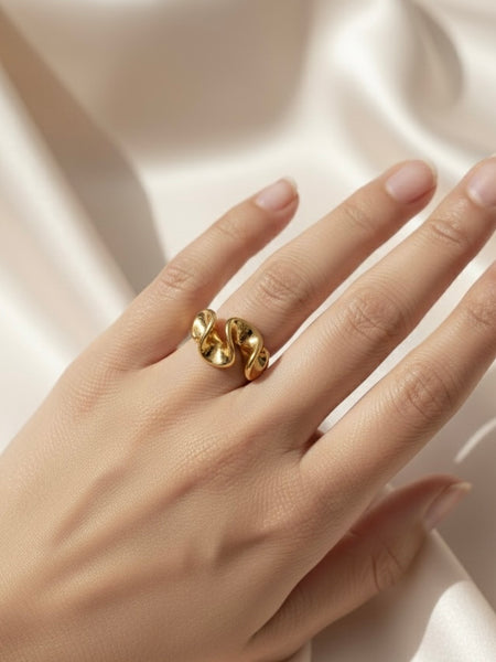 Molten Wave Adjustable Gold Ring