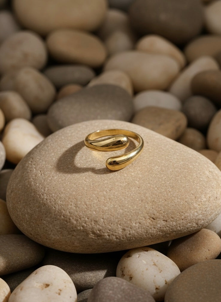 Molten Droplet Adjustable Gold Ring