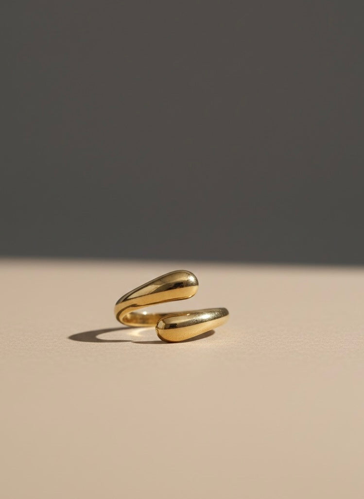 Molten Droplet Adjustable Gold Ring