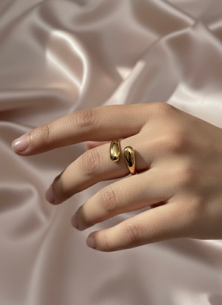 Molten Droplet Adjustable Gold Ring