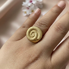 Gold Textured Spiral Statement Ring