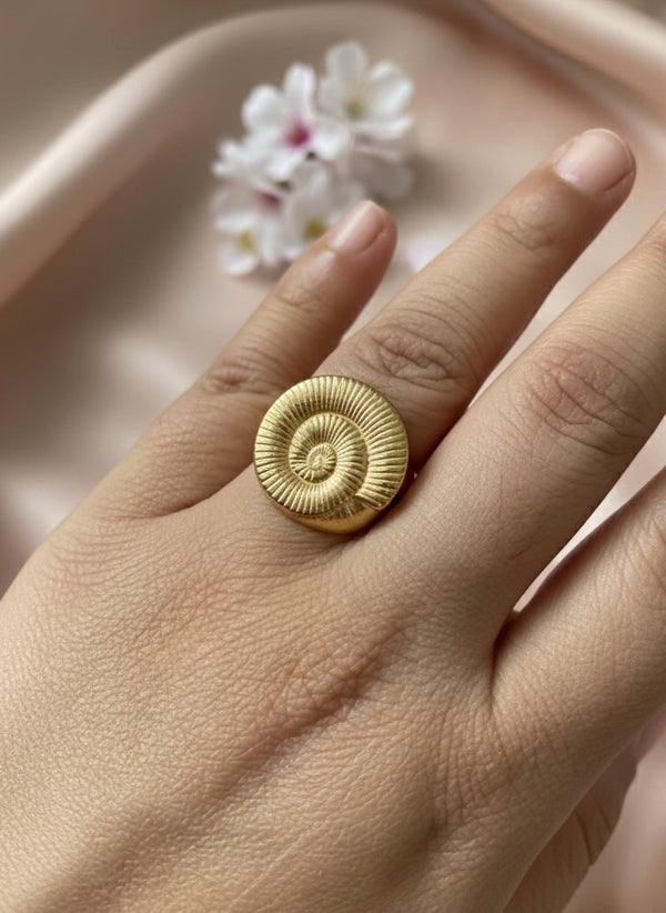 Gold Textured Spiral Statement Ring