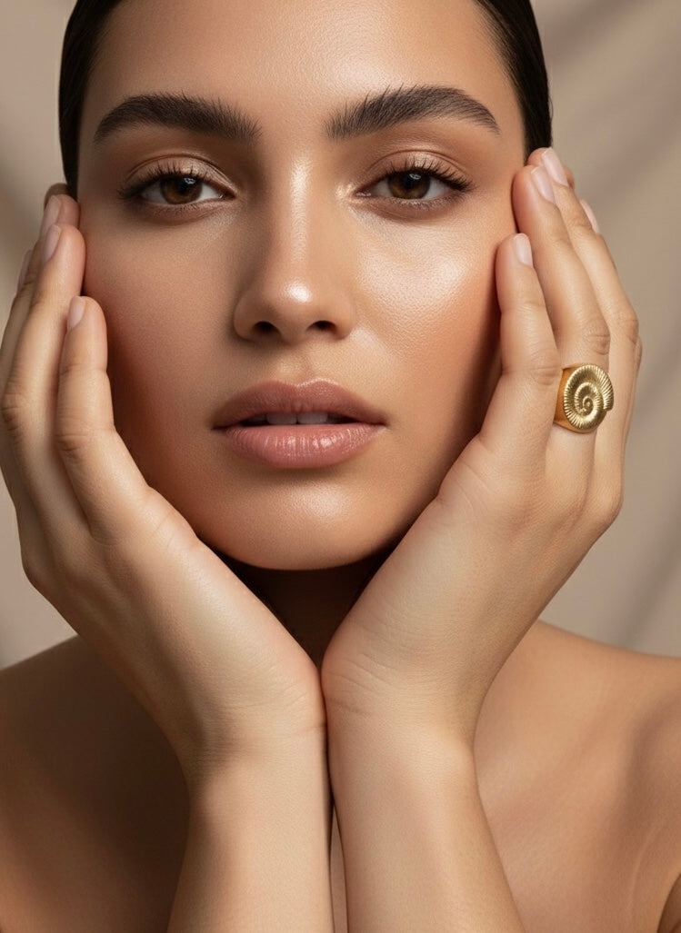 Gold Textured Spiral Statement Ring