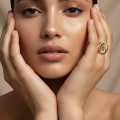 Gold Textured Spiral Statement Ring