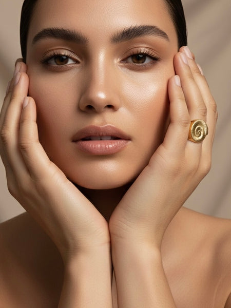 Gold Textured Spiral Statement Ring