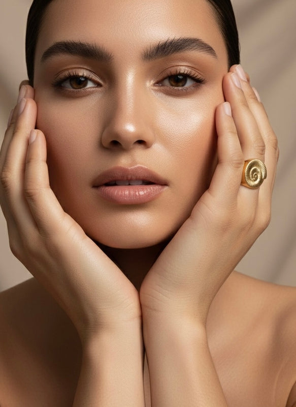 Gold Textured Spiral Statement Ring